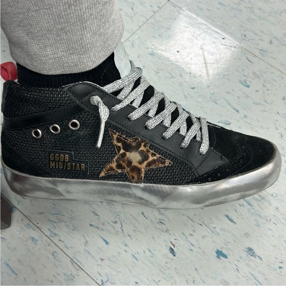 Golden Goose Shoes - NIB Women's Golden Goose Mid/Star Double Quarter Snkr, Leopard Stars, Sz. 37
